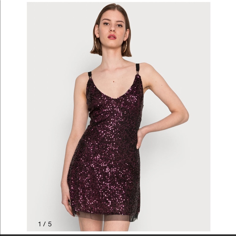 NWT FREE PEOPLE Gold Rush Mini Dress in plum combo - Picture 3 of 12